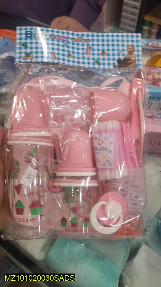 Feeding Set Multicolor 3 Feeders Small Medium Large Pacifier Bib Cotton Buds Nipples