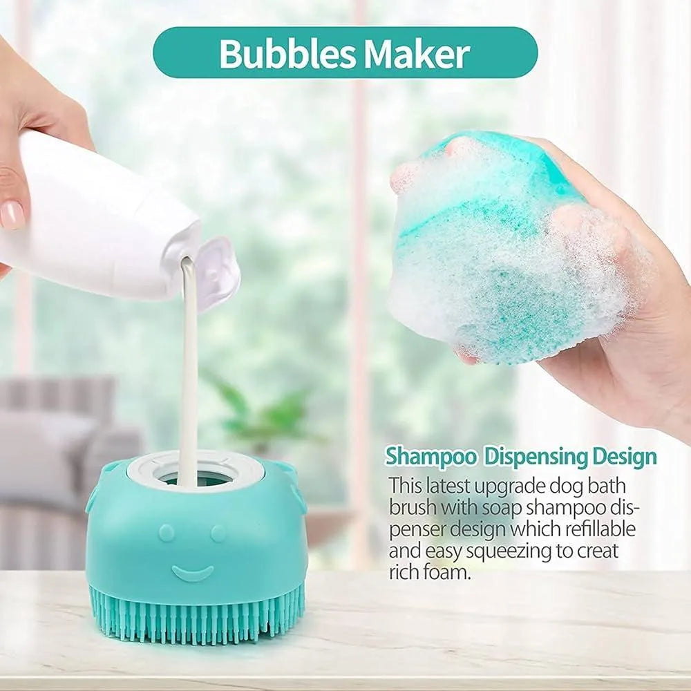 Silicone Massage Bath Brush with Soap Dispenser Yellow