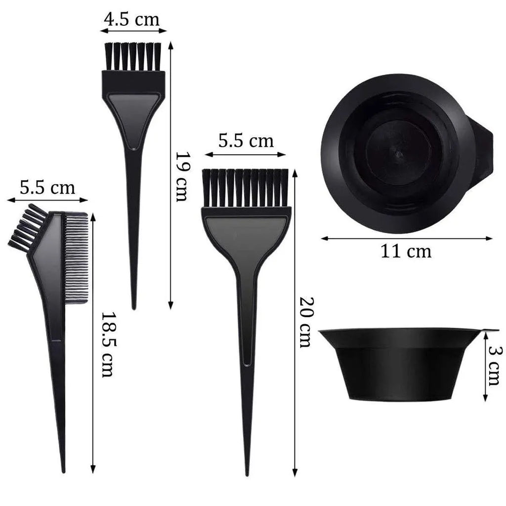Black Matte Hair Bleach Bowl with Brushes Set