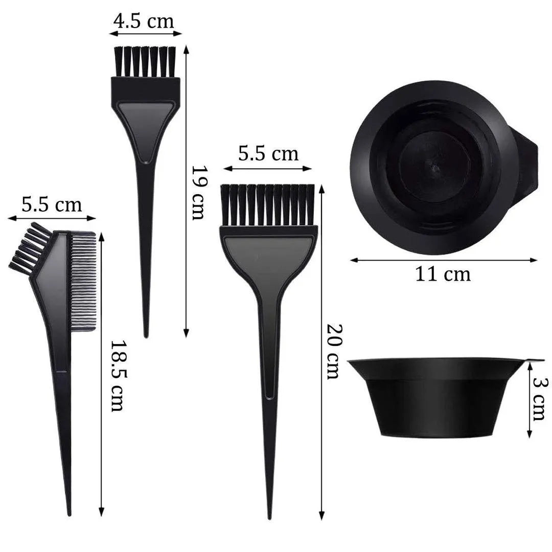 Black Matte Hair Bleach Bowl with Brushes Set