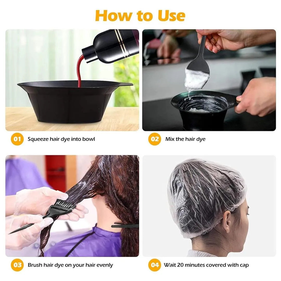 Black Matte Hair Bleach Bowl with Brushes Set