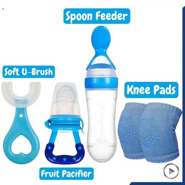 Baby Silicone Feeding Set with Pacifier & Knee Pads