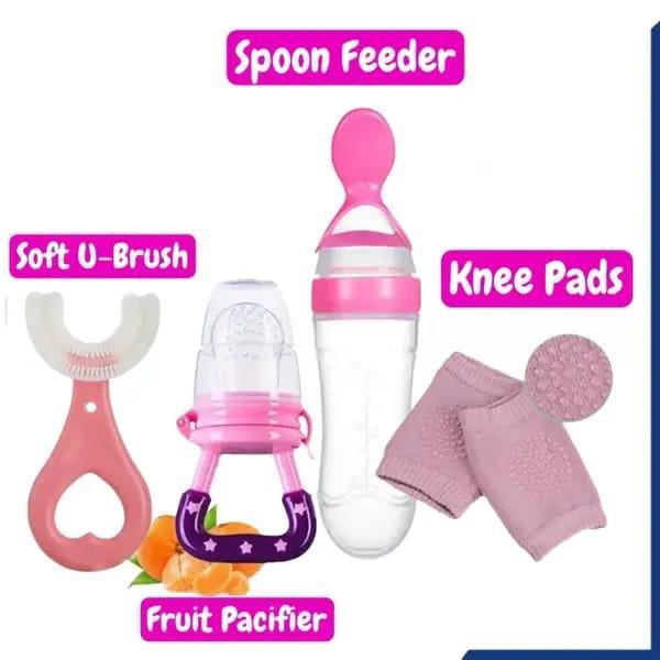 Baby Silicone Feeding Set with Pacifier & Knee Pads