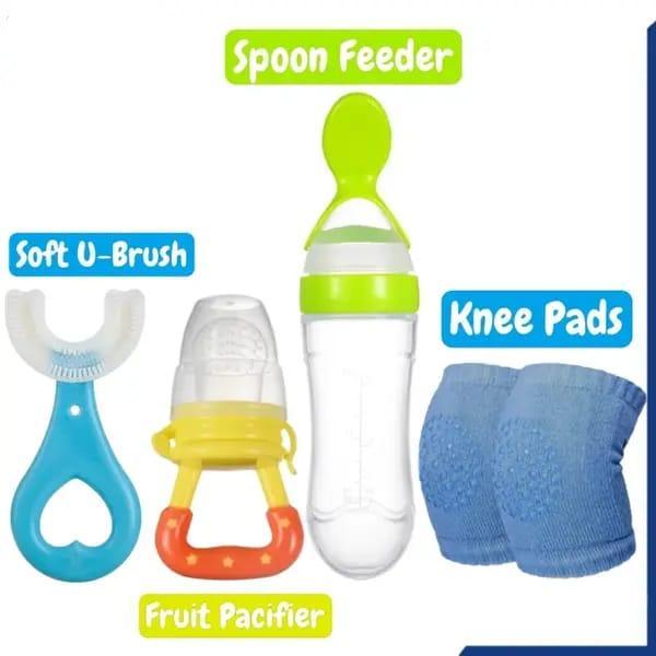 Baby Silicone Feeding Set with Pacifier & Knee Pads
