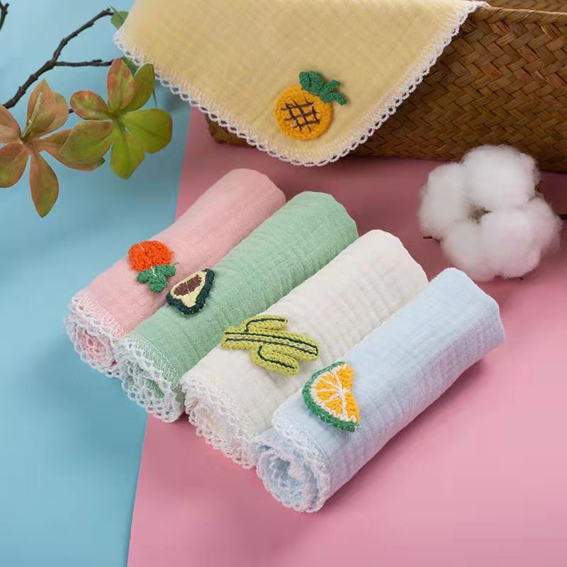Baby Gauze Towels with Embroidered Designs