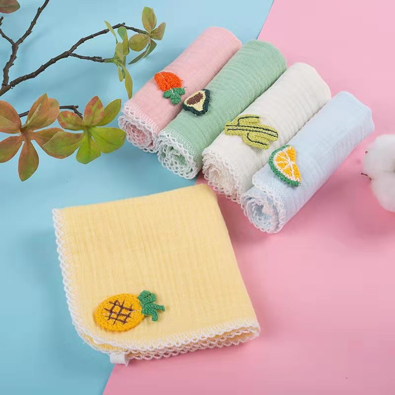 Baby Gauze Towels with Embroidered Designs